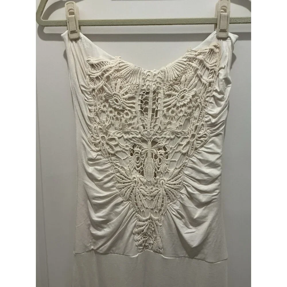 Sky Brand Maxi Dress Large Sleeveless Off White Lace Front NWT - Picture 2 of 9